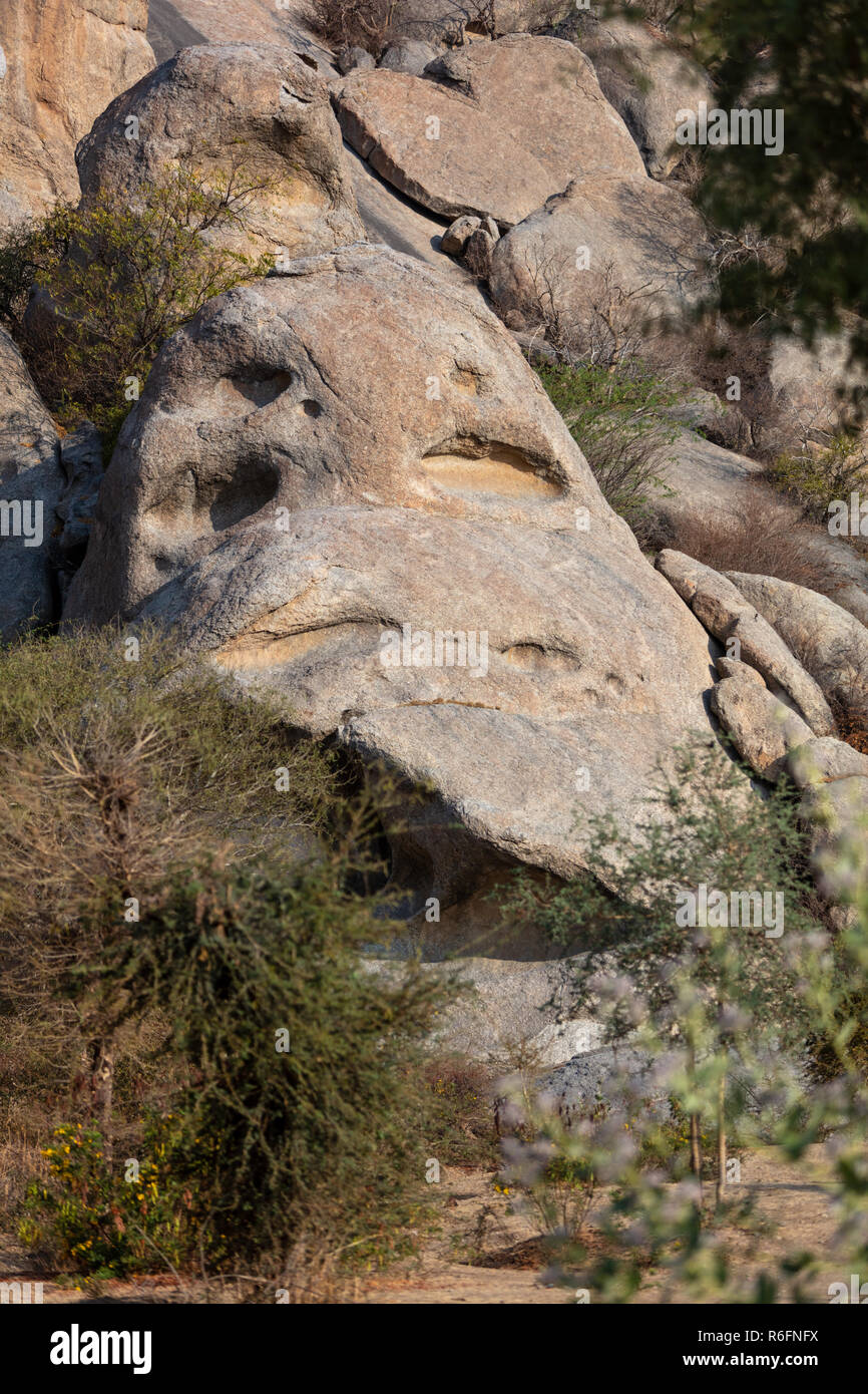 Jabba the Hutt Rock near Perwa Hill, Jawai, Rajasthan Stock Photo