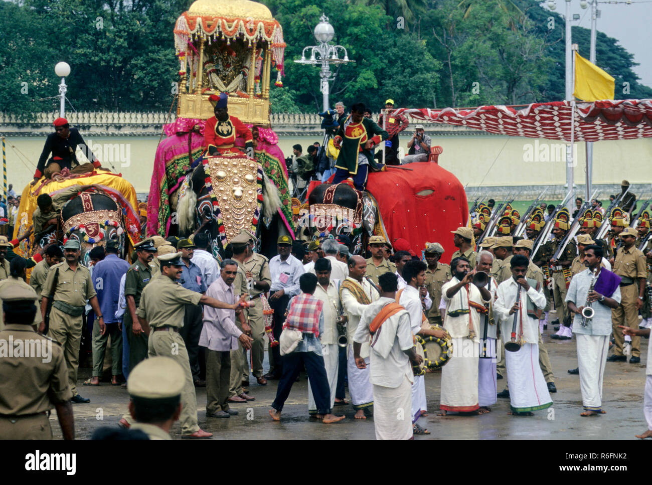 elephant marching for Dussera dusera Festival, mysore, karnataka, india Stock Photo