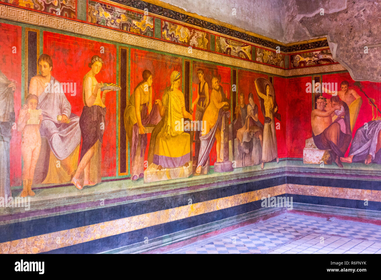 Villa Of Mysteries, Interior With Antique Fresco, Pompei, Italy Stock ...