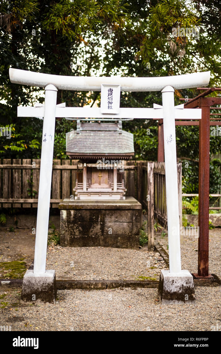 Miyazaki, Kyushu, Japan White torii gate at Odo Shrine, Miyazaki City