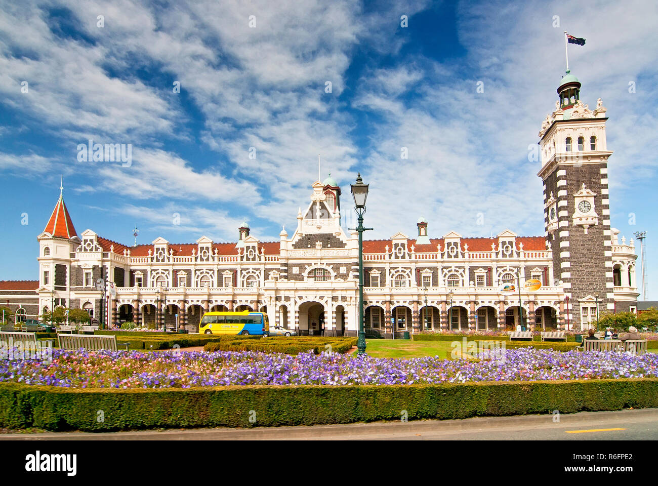 Historic Railway Station In Dunedin, Otago, South Island, New Zealand Stock Photo