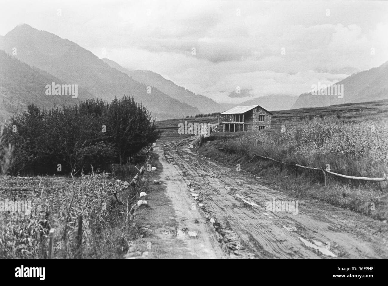 Vashisht village, Manali, Himachal Pradesh, India, old vintage 1900s picture Stock Photo