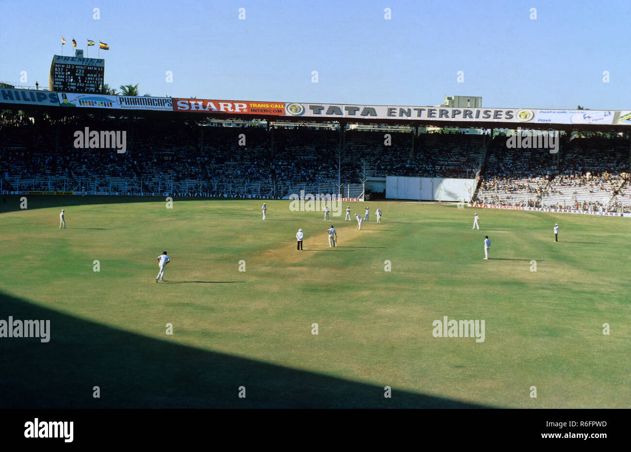 Cricket Match at Wankhede Stadium, Bombay Mumbai, Maharashtra, India Stock Photo