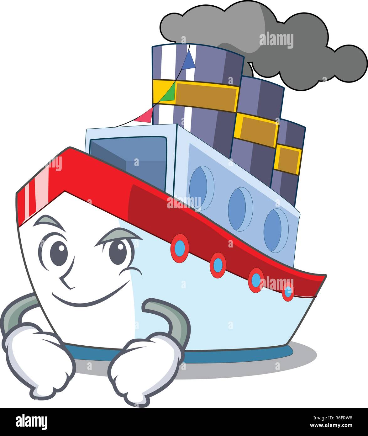Smirking aerial in cartoon cargo ship view vector illustration Stock Vector
