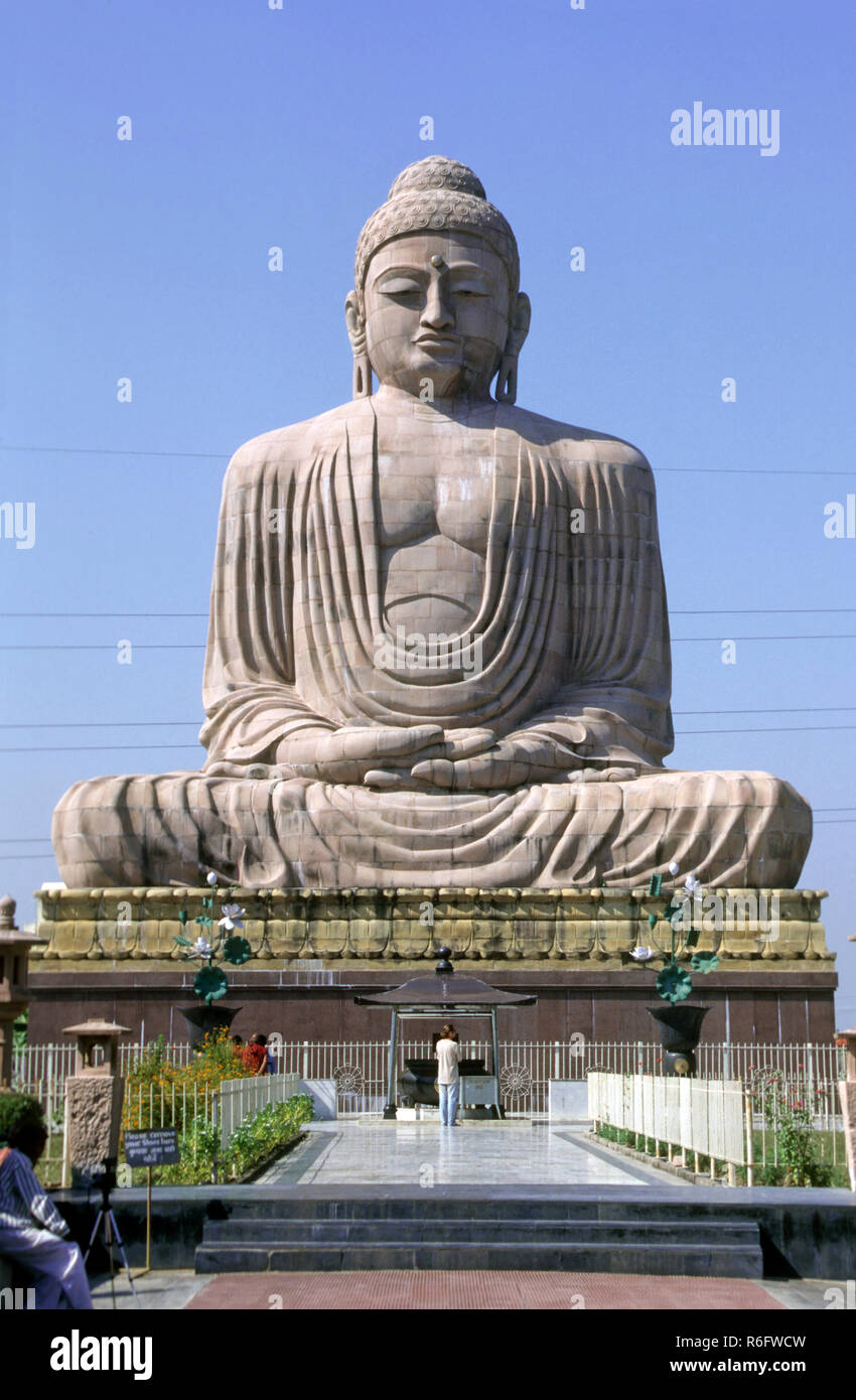 Eighty Feet Long Buddha Statue At Bodh Gaya Bihar India Stock Photo