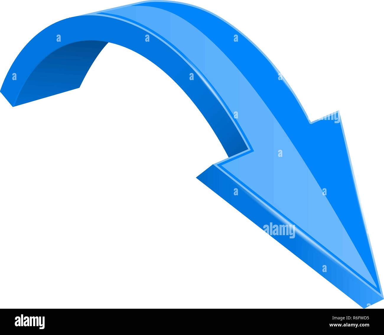 Blue 3d arrow. Down shiny icon Stock Vector Image & Art - Alamy