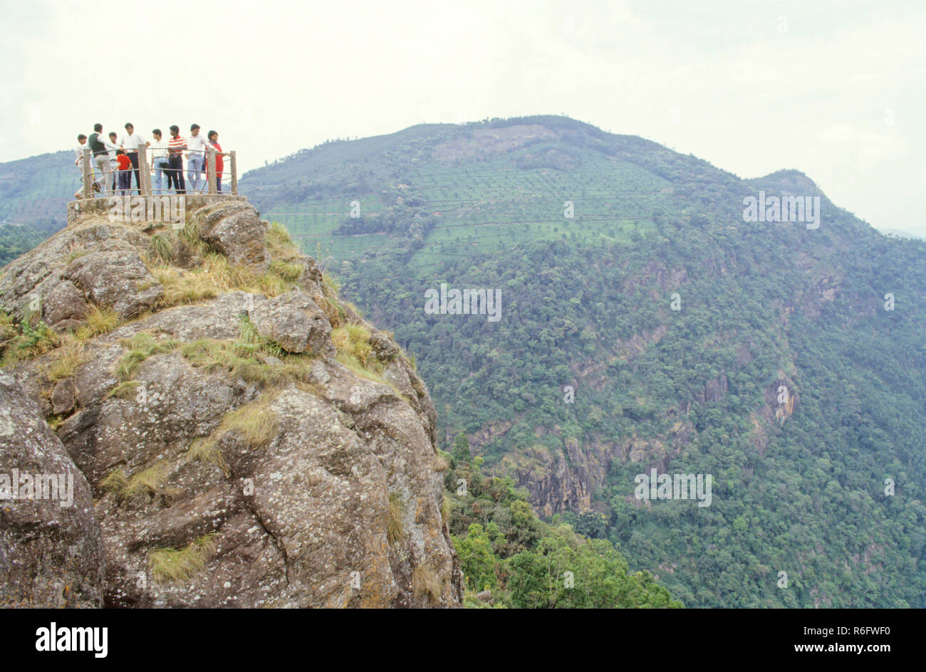 Viewers standing top Lamb's rock, Coonoor, Ooty, Tamil nadu, India Stock Photo