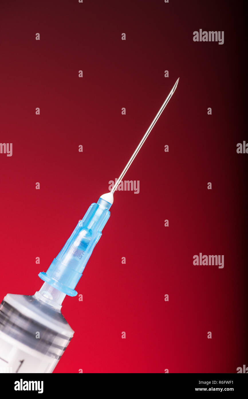 Injection syringe shot red fluid hires stock photography and images