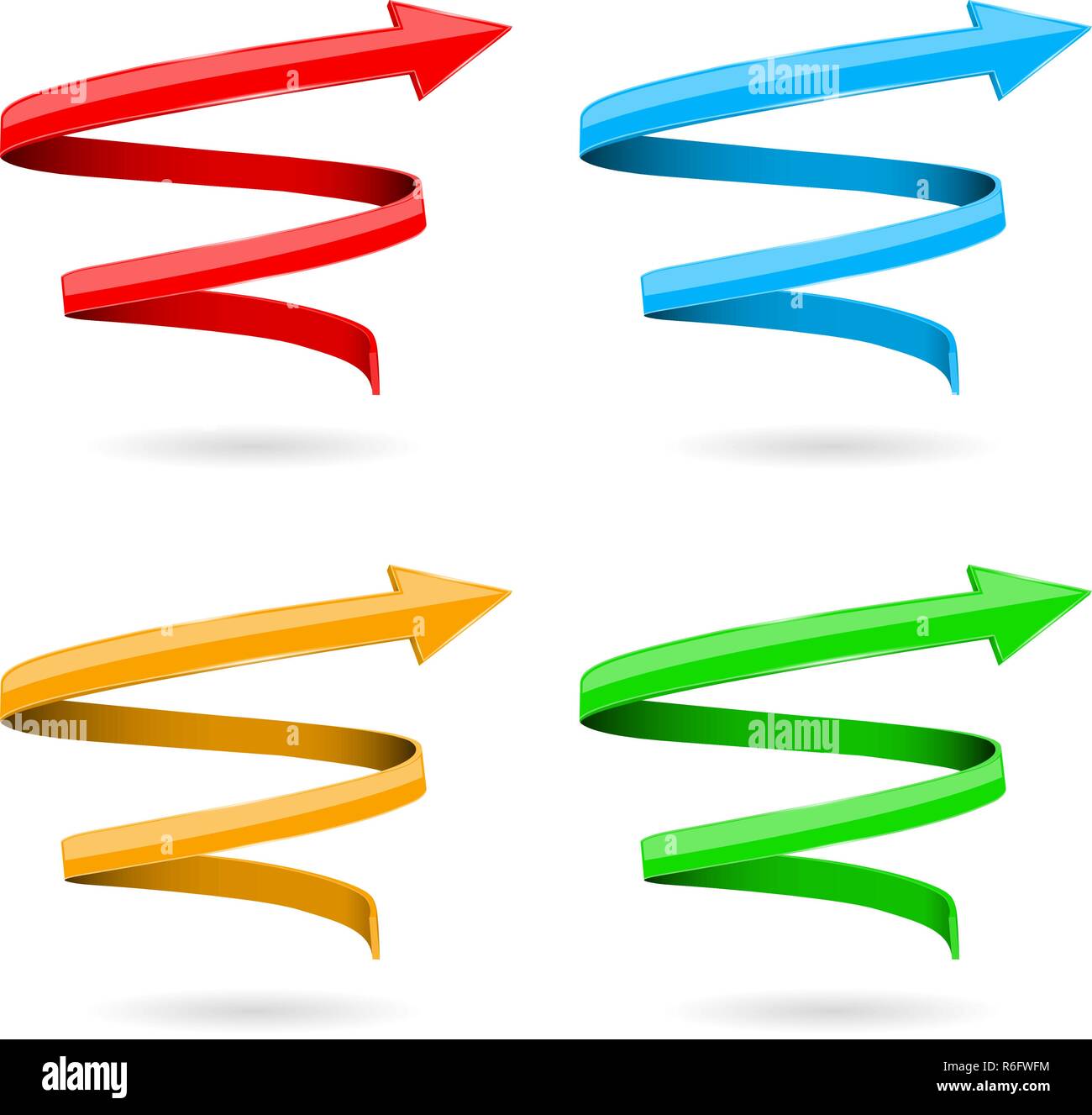 Colored 3d arrows. Spiral web icons Stock Vector