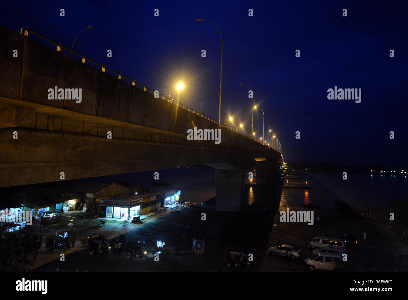 Khulna, Bangladesh - September 28, 2013: Khan Jahab Ali Bridge over the river Rupsha at Labonchara in the Khulna, Khan Jahan Ali Bridge is also known  Stock Photo