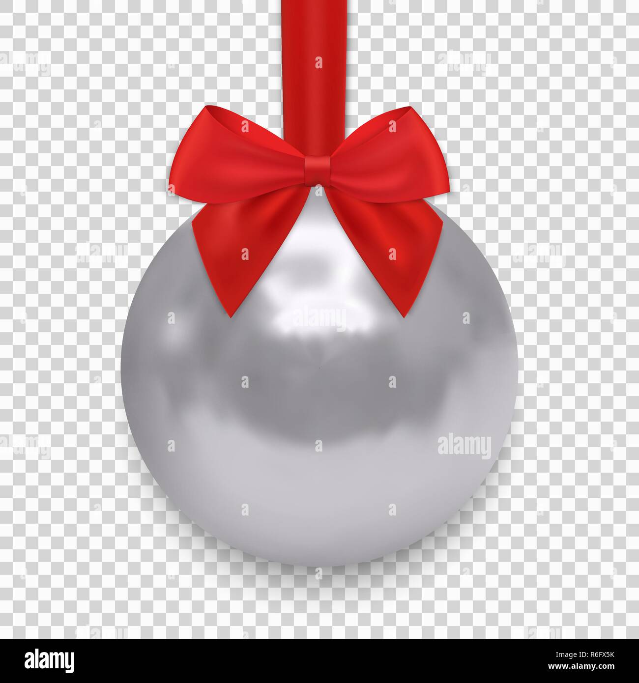 Christmas ball with ribbon and a bow, isolated on transparent ...