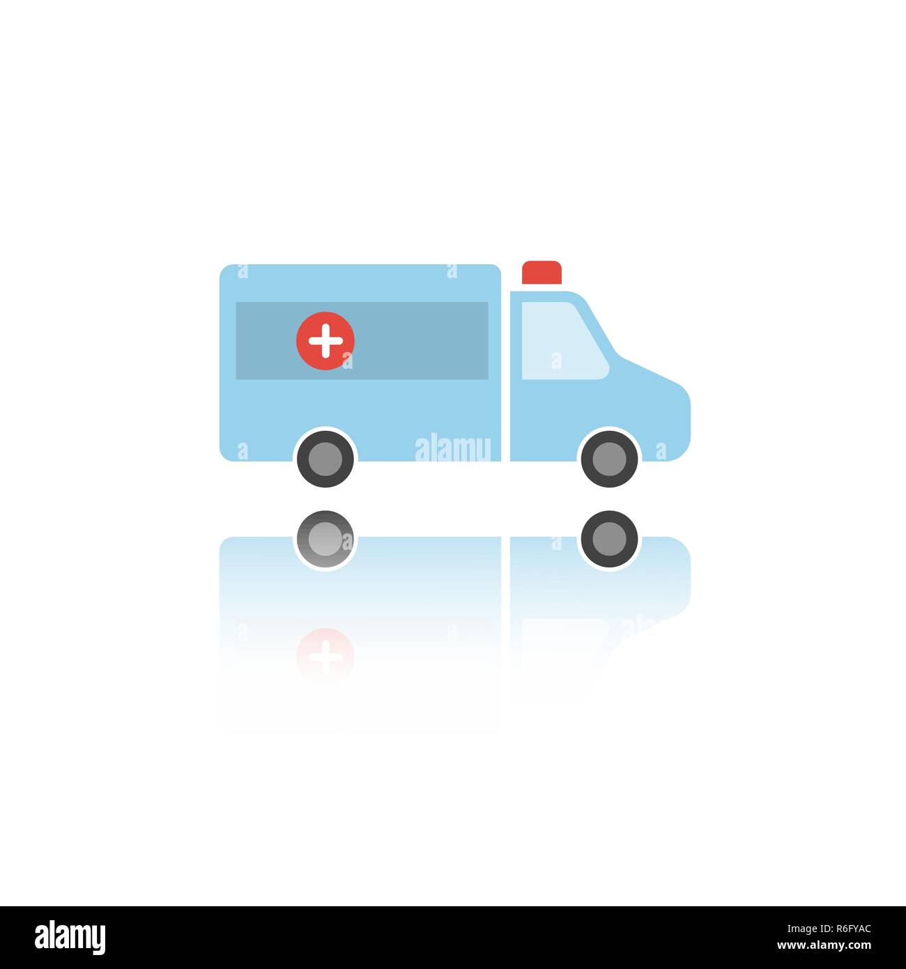 Isolated ambulance color icon with reflection. Vector illustration Stock Vector