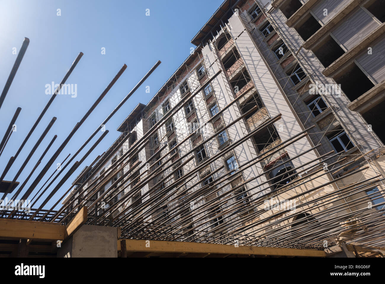 reinforcement bars for concrete pouring on the background of the