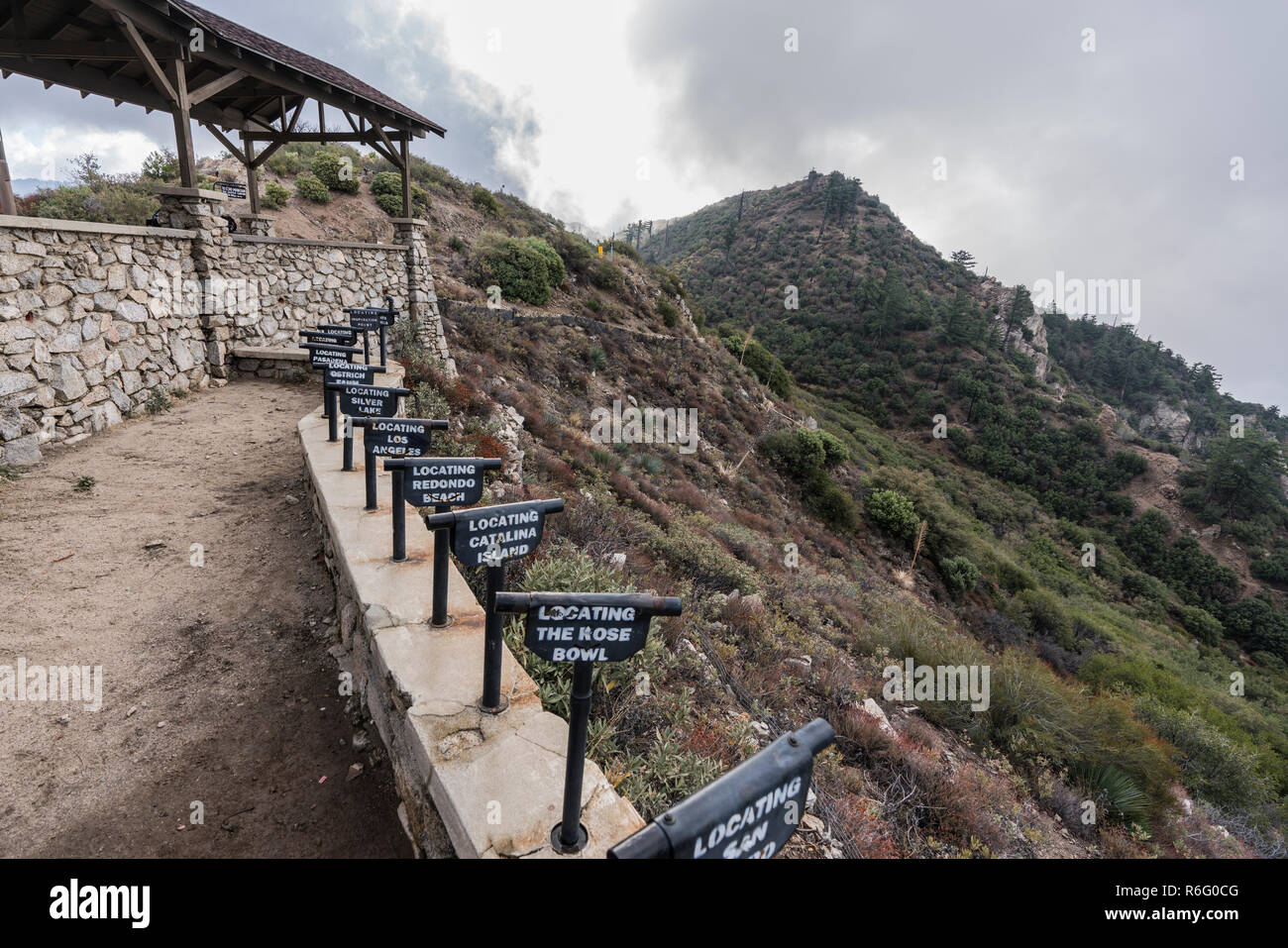 Historic viewing tubes at Inspiration Point lookout in the San Gabriel
