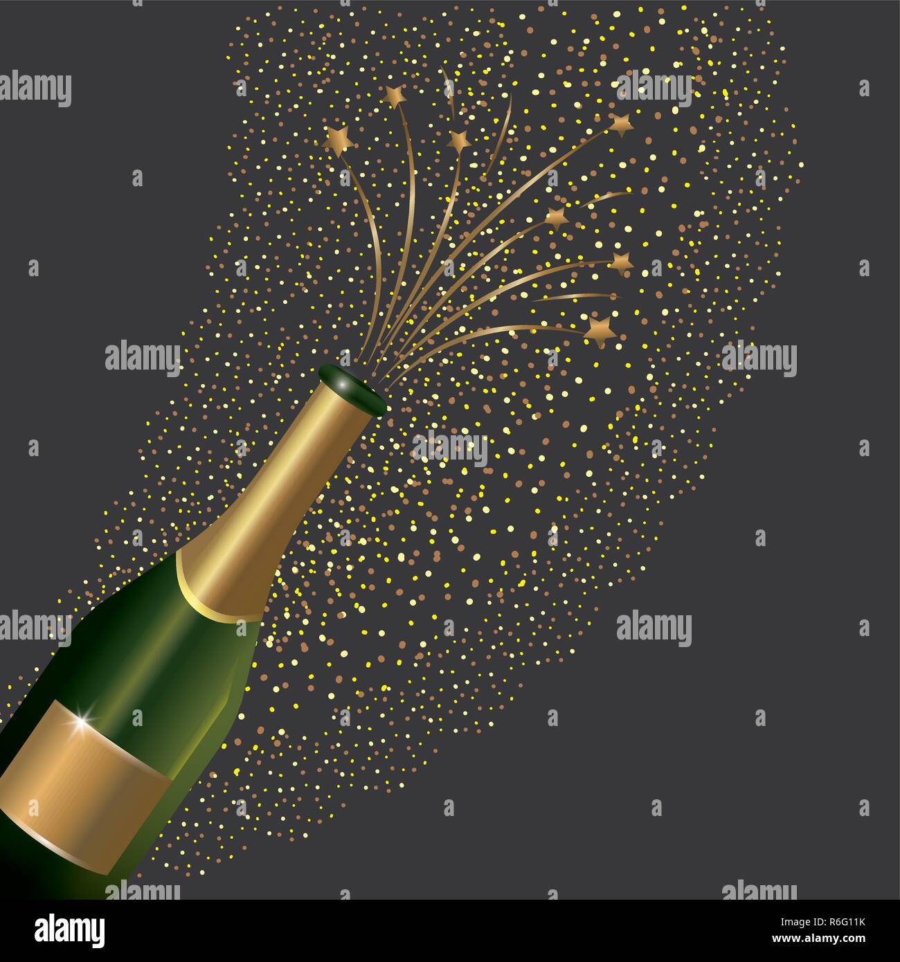 champagne bottle splashing to new year Stock Vector Image & Art - Alamy