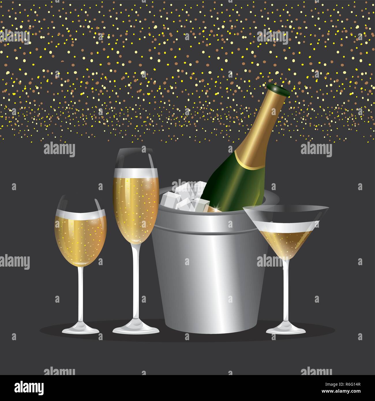 bottle chapagne with glass to celebrate new year Stock Vector Image ...
