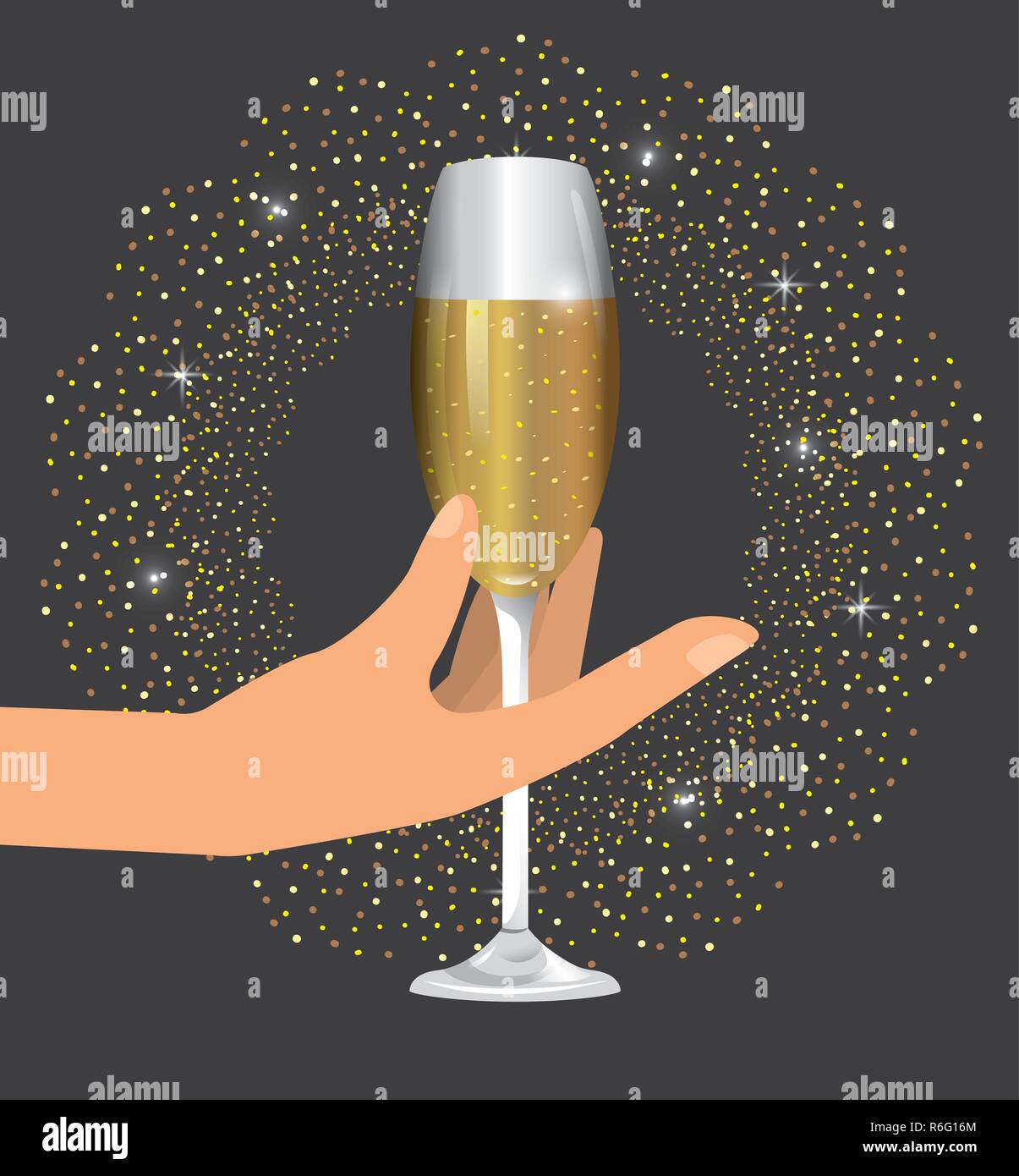 hand with champage glass to celebrate new year Stock Vector Image & Art ...