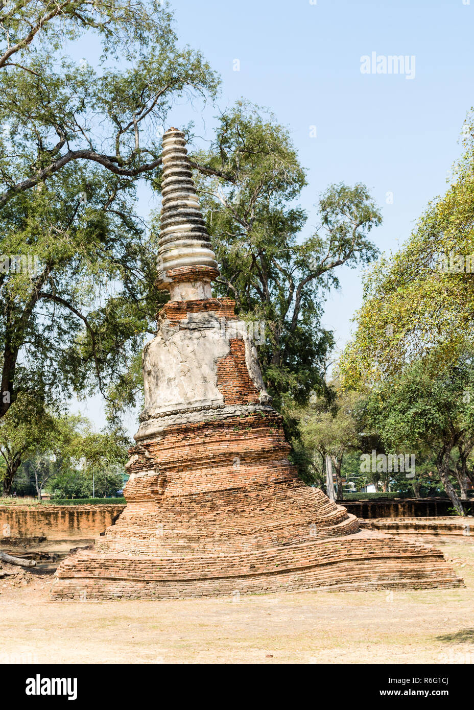 Destroyed chedis in Ayutthaya Historical Park, Thailand Stock Photo