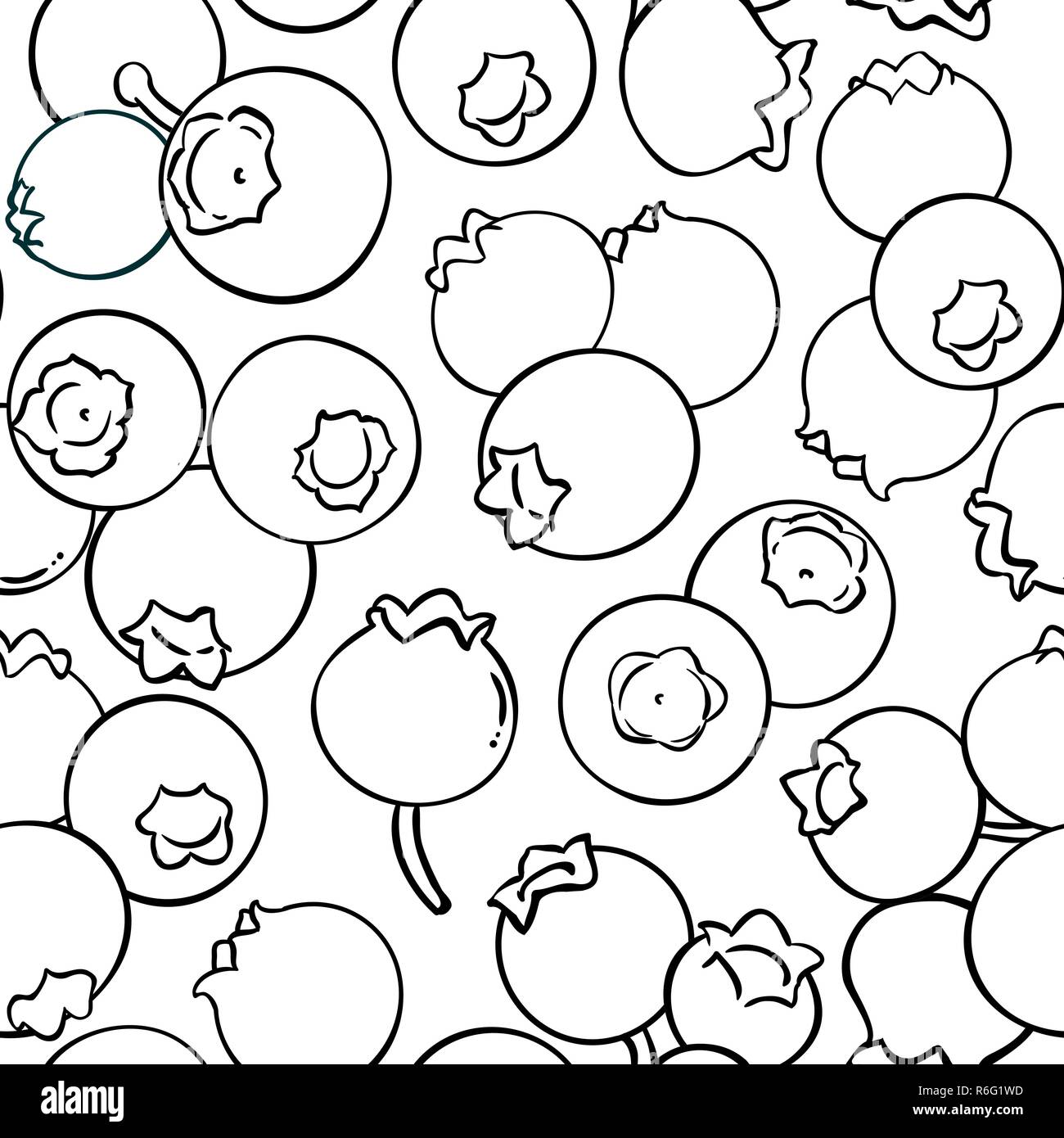 blueberry vector pattern on white background Stock Vector