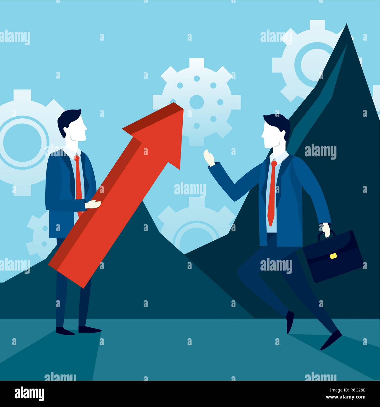 businessmen strategy teamwork with red arrow Stock Vector Image & Art ...