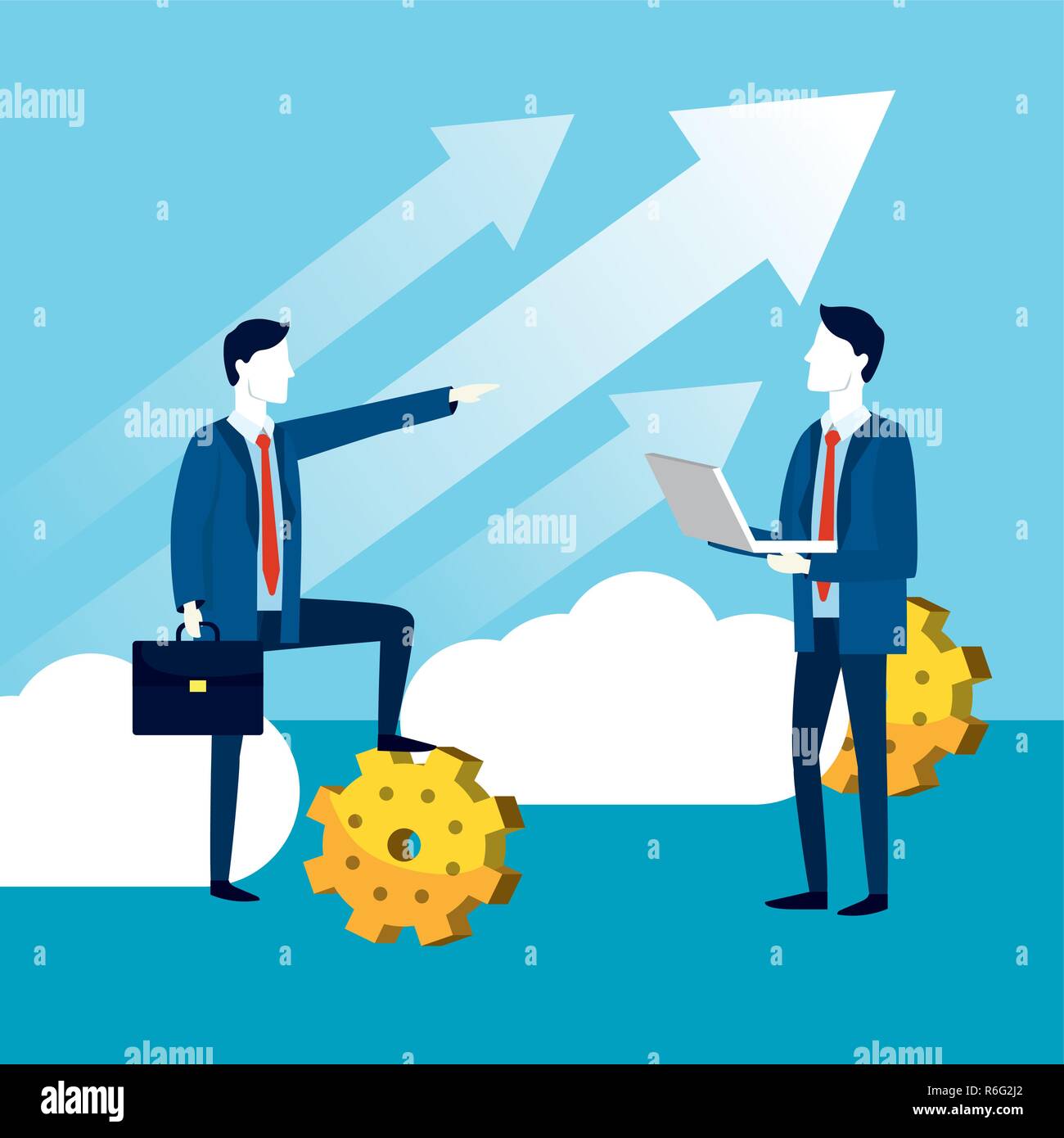 professional businessmen with gears strategy technology Stock Vector ...