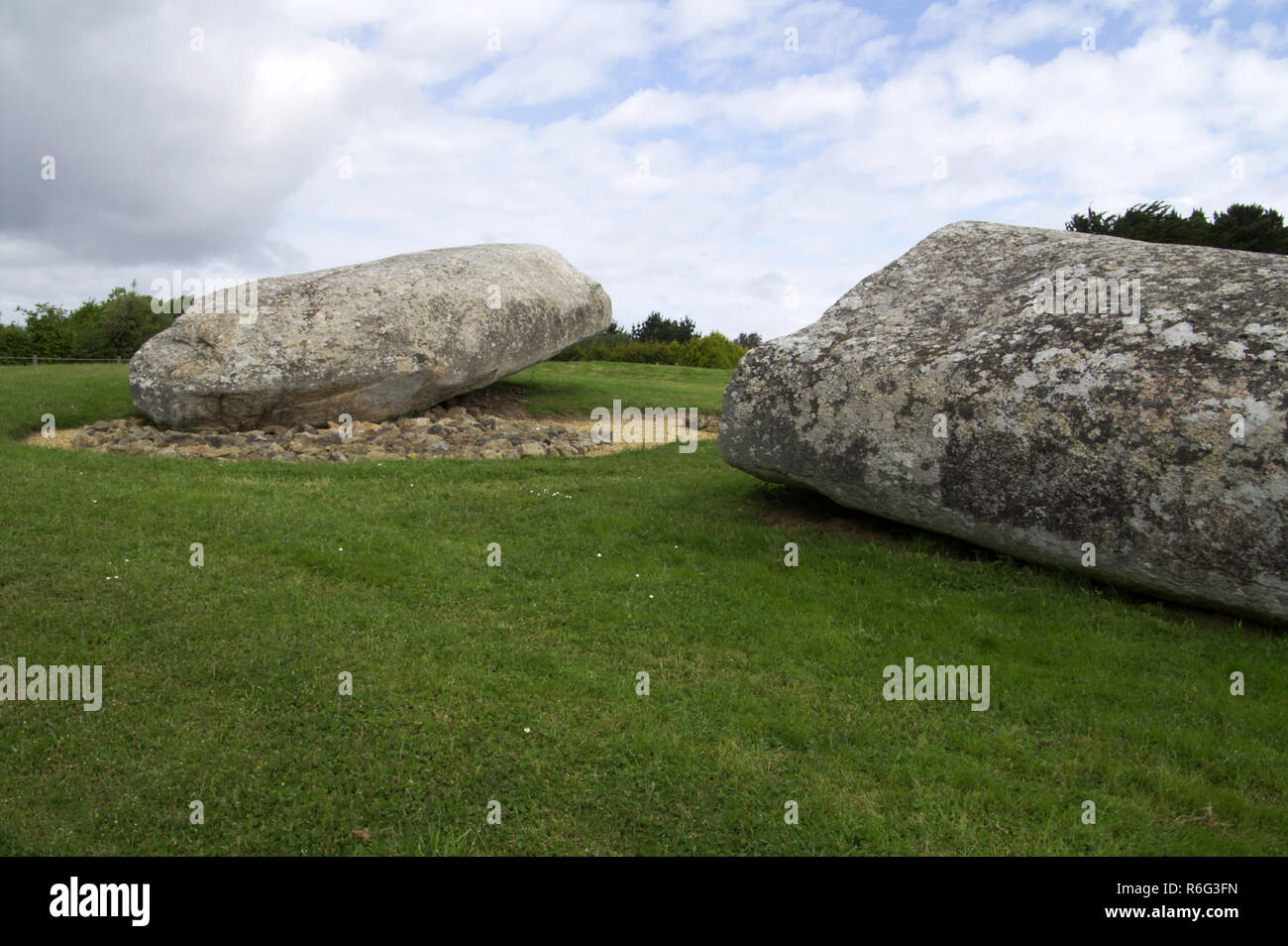 France.Stone Age remains.Brittany.Dept Morbihan. Locmariaquer area.The Grand Menhir brise is broken but was 25m tall.(4500-3500 BC Stock Photo