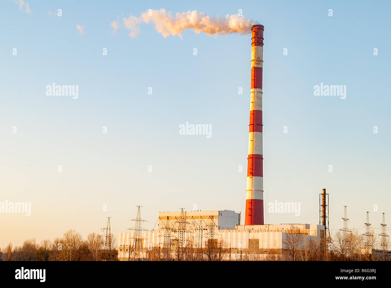 Industrial, ecology pollution. The smoke from the chimney of the Stock Photo