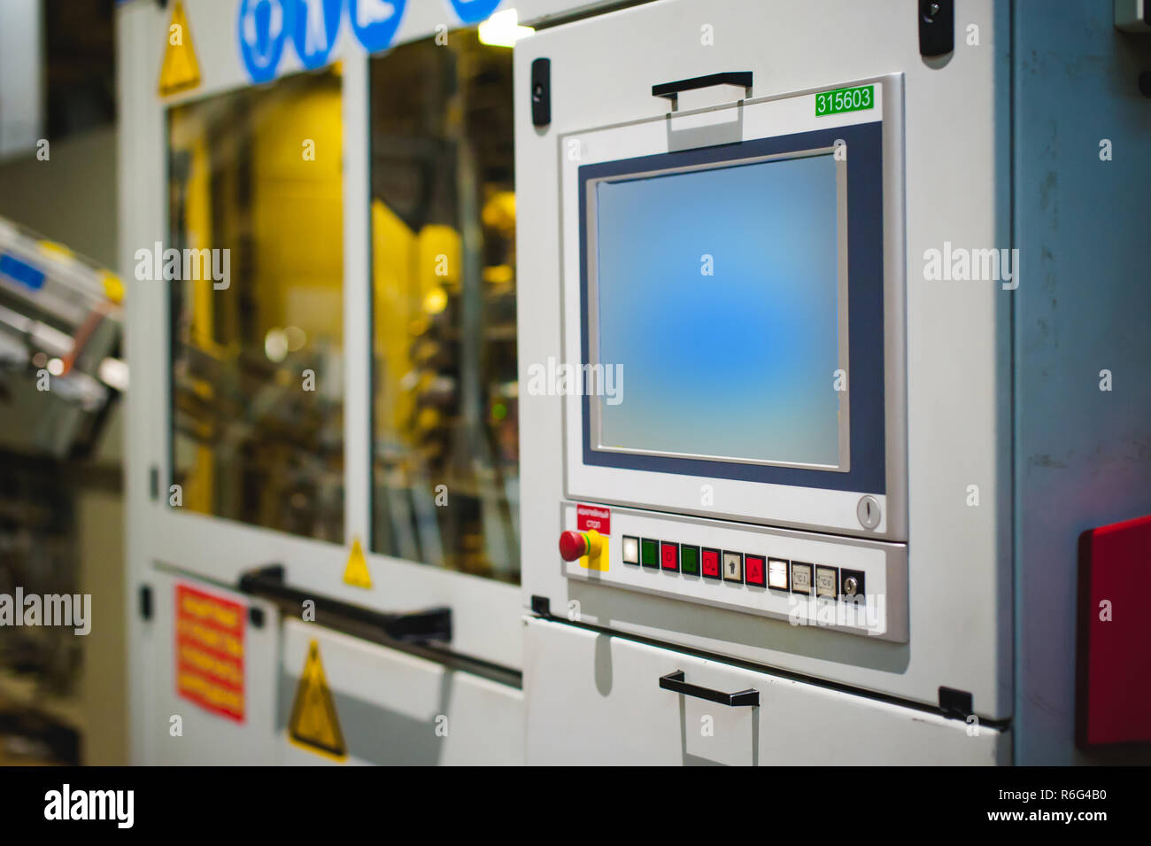 Beer production line. Equipment for the staged production and bottling of the finished product. Special industrial technological device at the factory Stock Photo