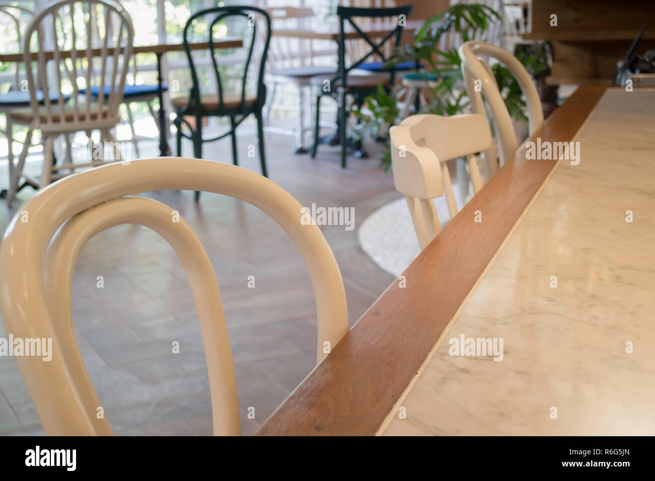 White Wooden Chairs And Clean Table Stock Photo 227778397 Alamy