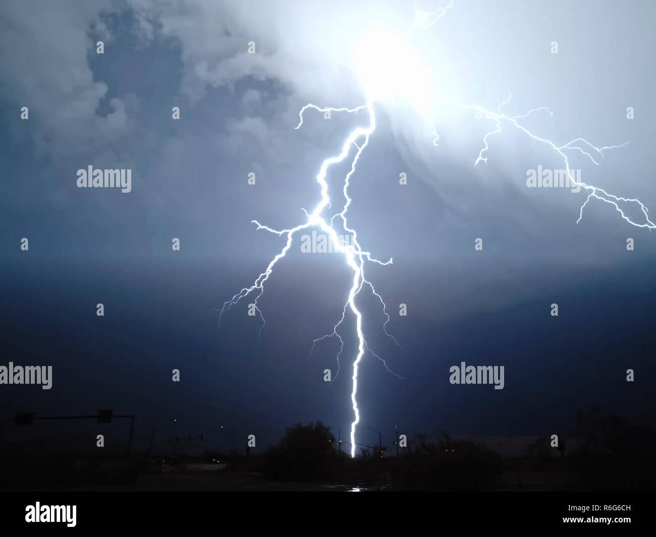 Lightning in the sky. Electric discharges in the sky Stock Photo Alamy