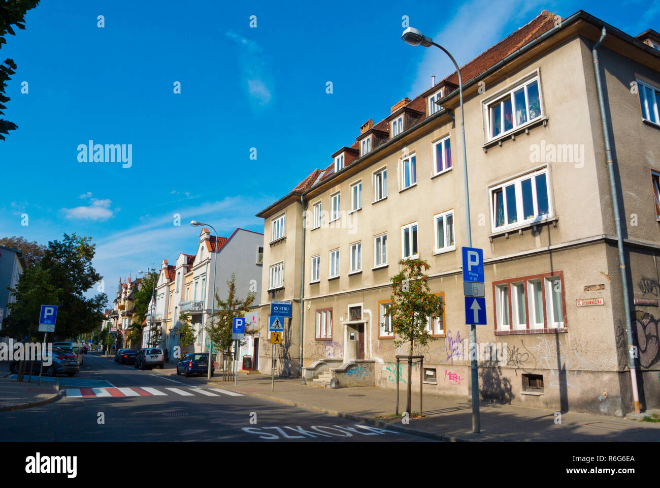 Grunwaldzka, street with historical building typical for the area, Dolny Sopot area, Sopot, Poland Stock Photo