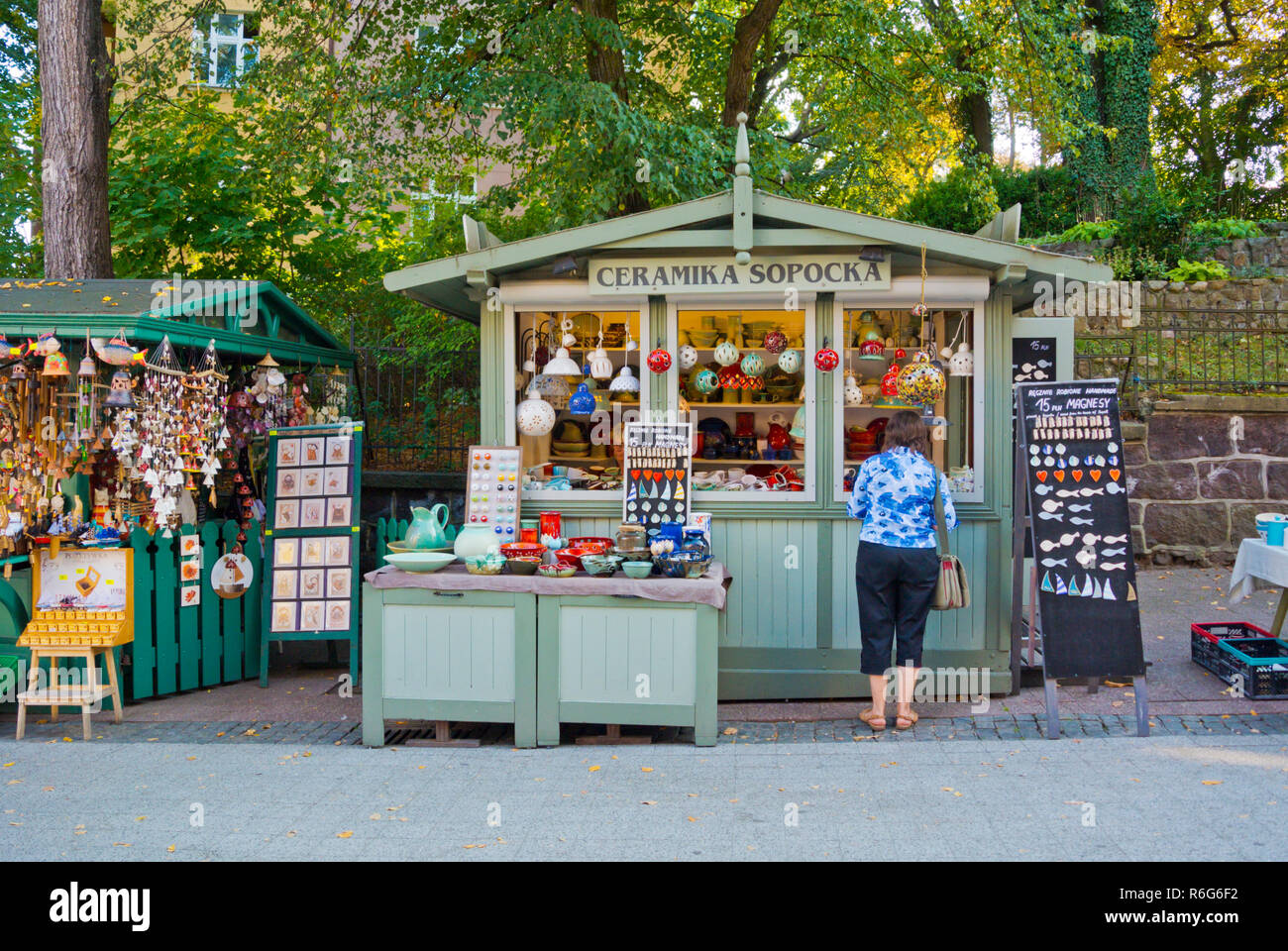 Souvenir stalls on the Bohaterów Monte Cassino street in the