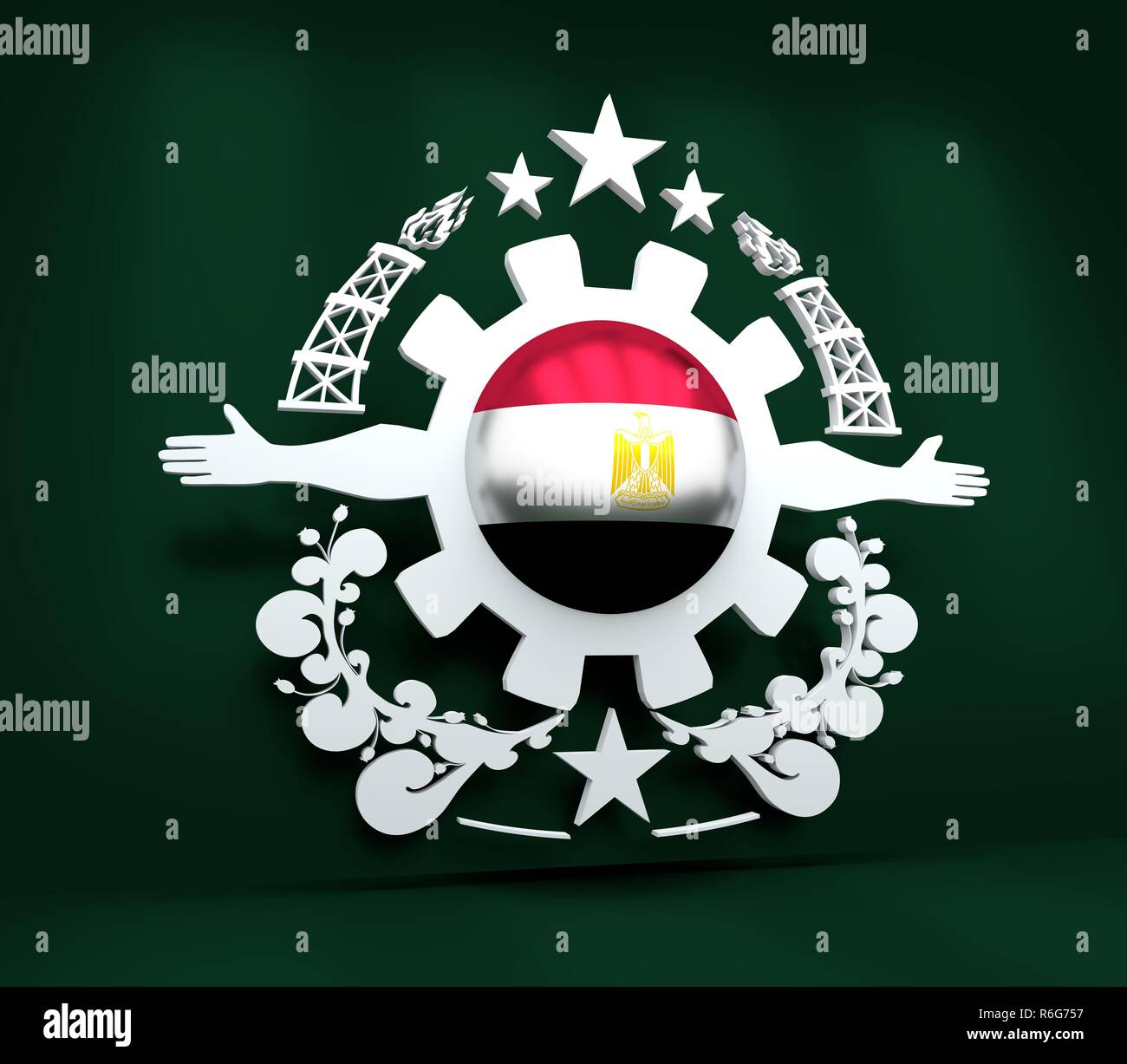 Heavy industry emblem Stock Photo - Alamy