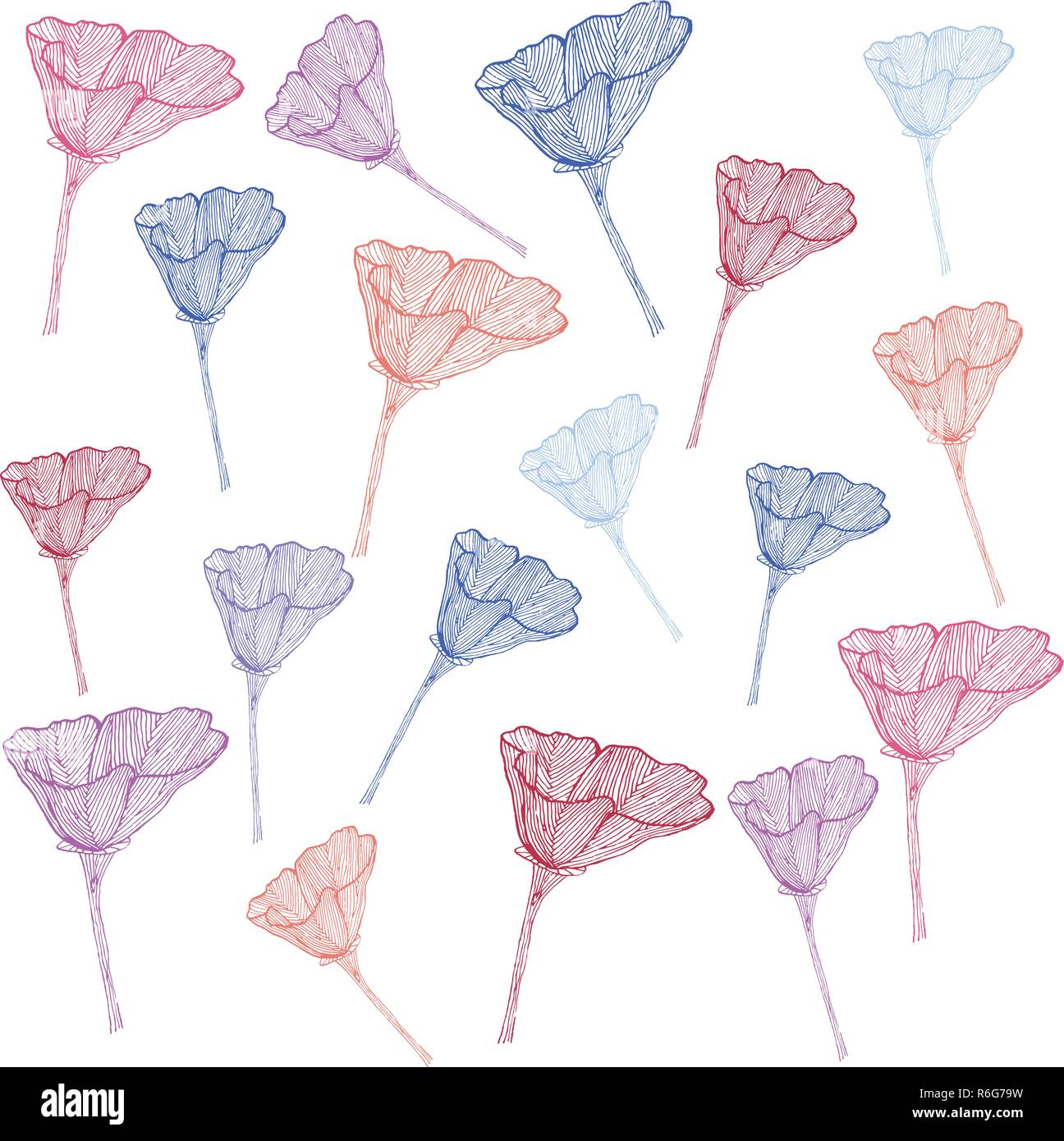 Hand drawn flowers spring set vector Stock Vector Image & Art - Alamy