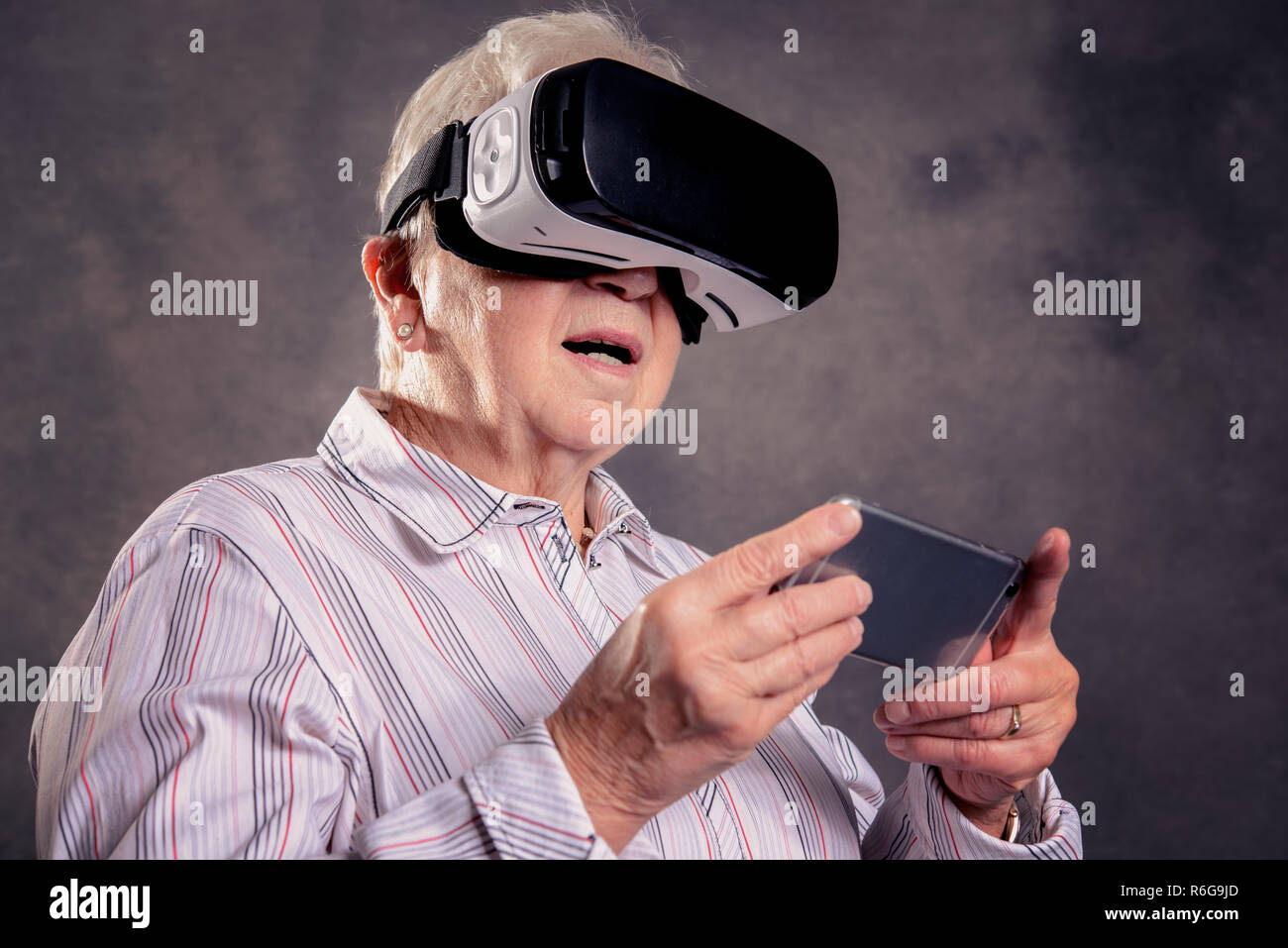 Woman elderly smile astonished hi-res stock photography and images - Alamy