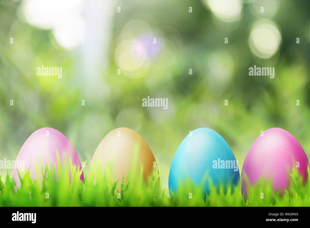 Row of colorful easter eggs Stock Photo