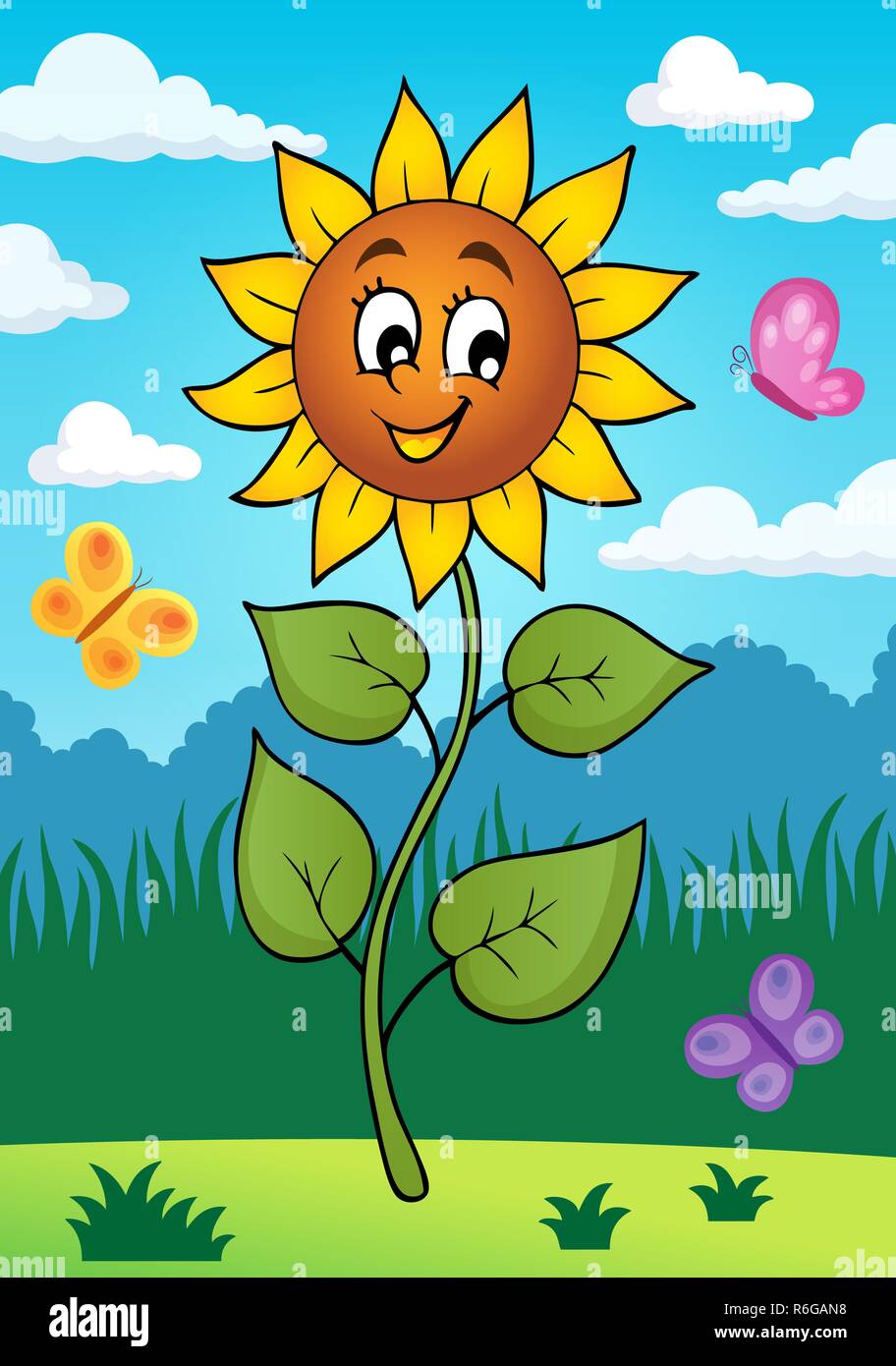 Happy sunflower theme image 2 Stock Photo - Alamy