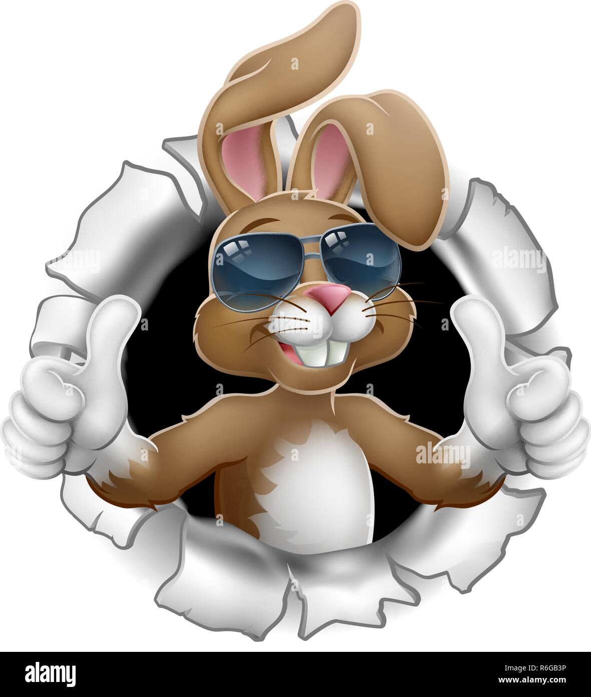 Easter Bunny Cool Thumbs Up Rabbit in Sunglasses Stock Vector