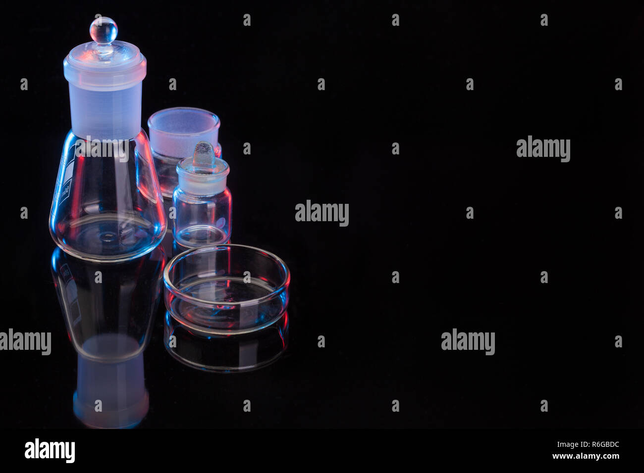 The Chemistry Lab background. Various glass chemistry lab equipment