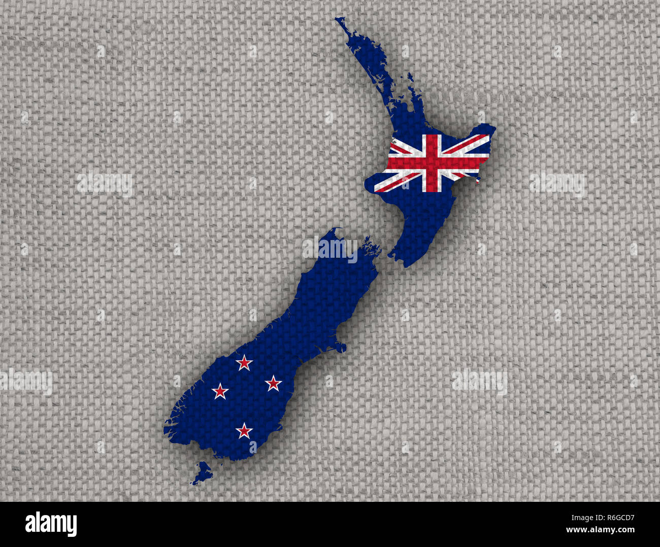 map and flag of new zealand on linenr Stock Photo