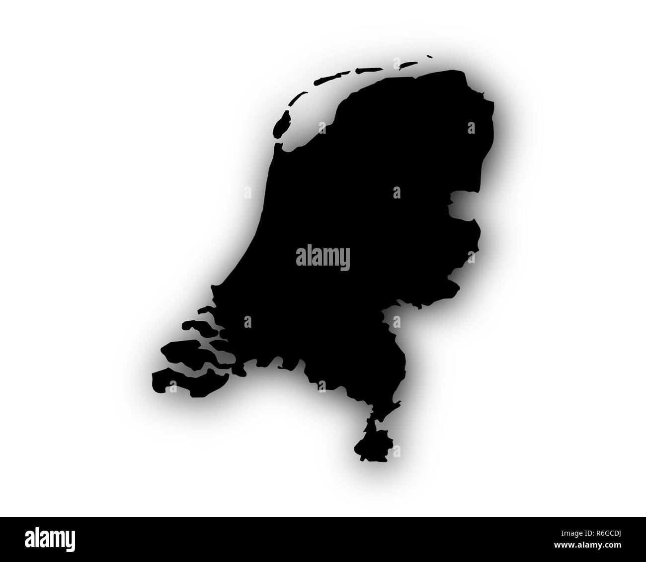 map of the netherlands with shadow Stock Photo