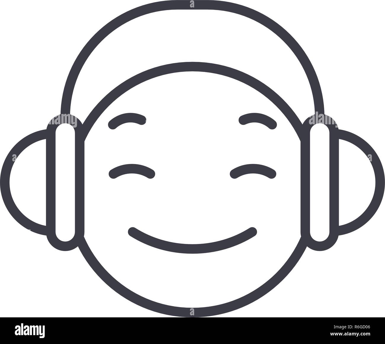 Dj Emoji concept line editable vector, concept icon. Dj Emoji concept