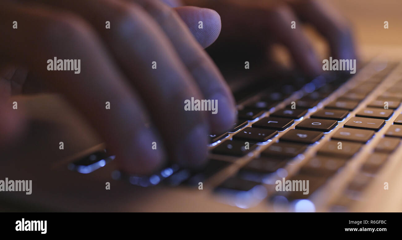 Hands typing laptop silhouette hi-res stock photography and images - Alamy