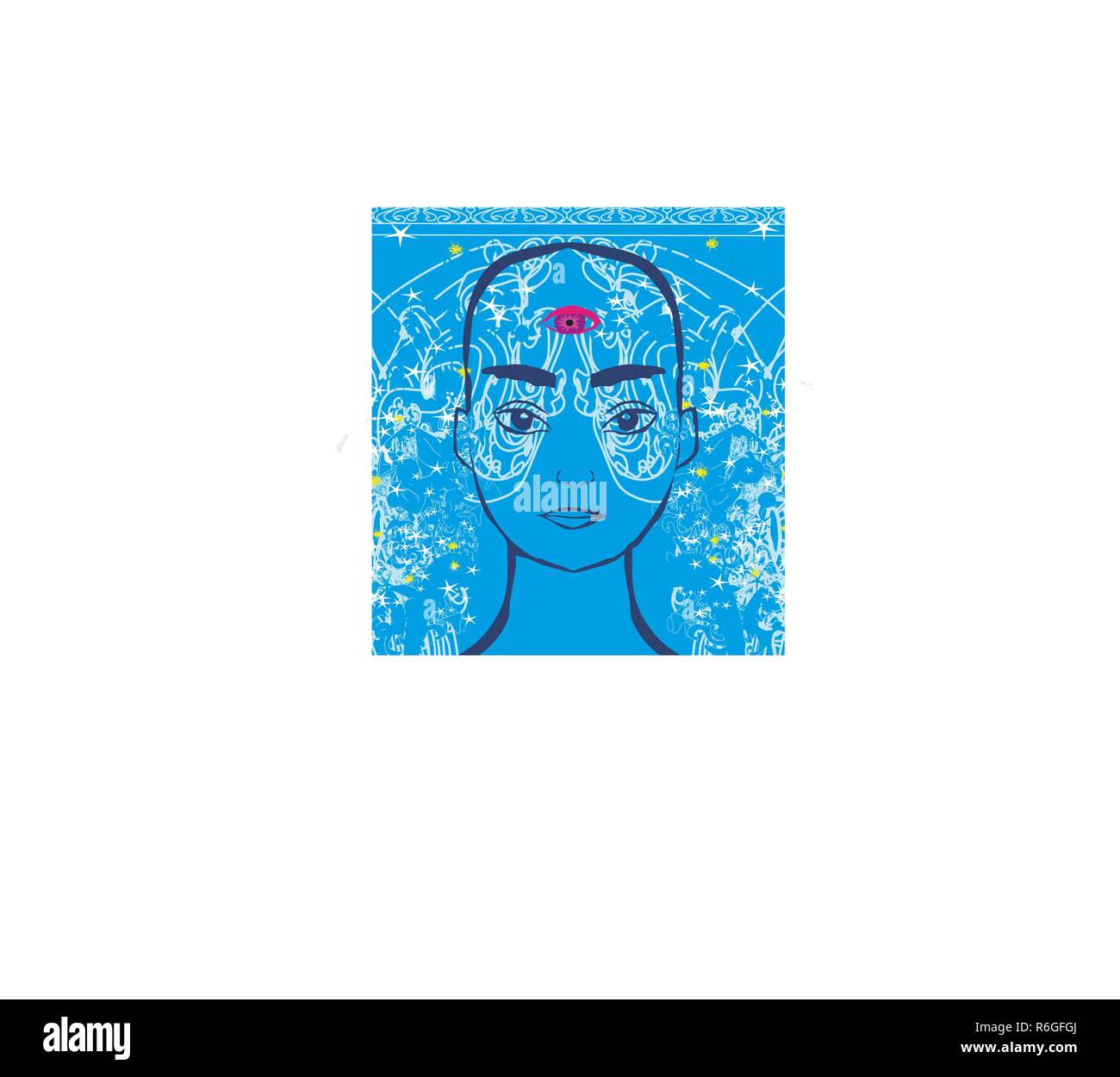 Man with third eye, psychic supernatural senses Stock Vector