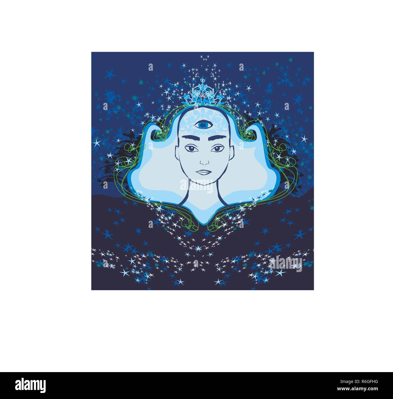 Man with third eye, psychic supernatural senses Stock Vector