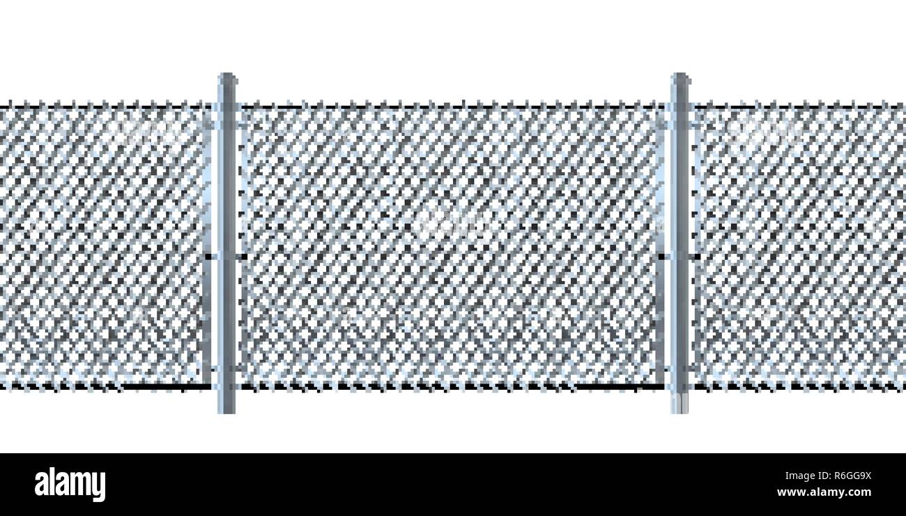 Seamless fence made of  metal wire mesh. Stock Vector