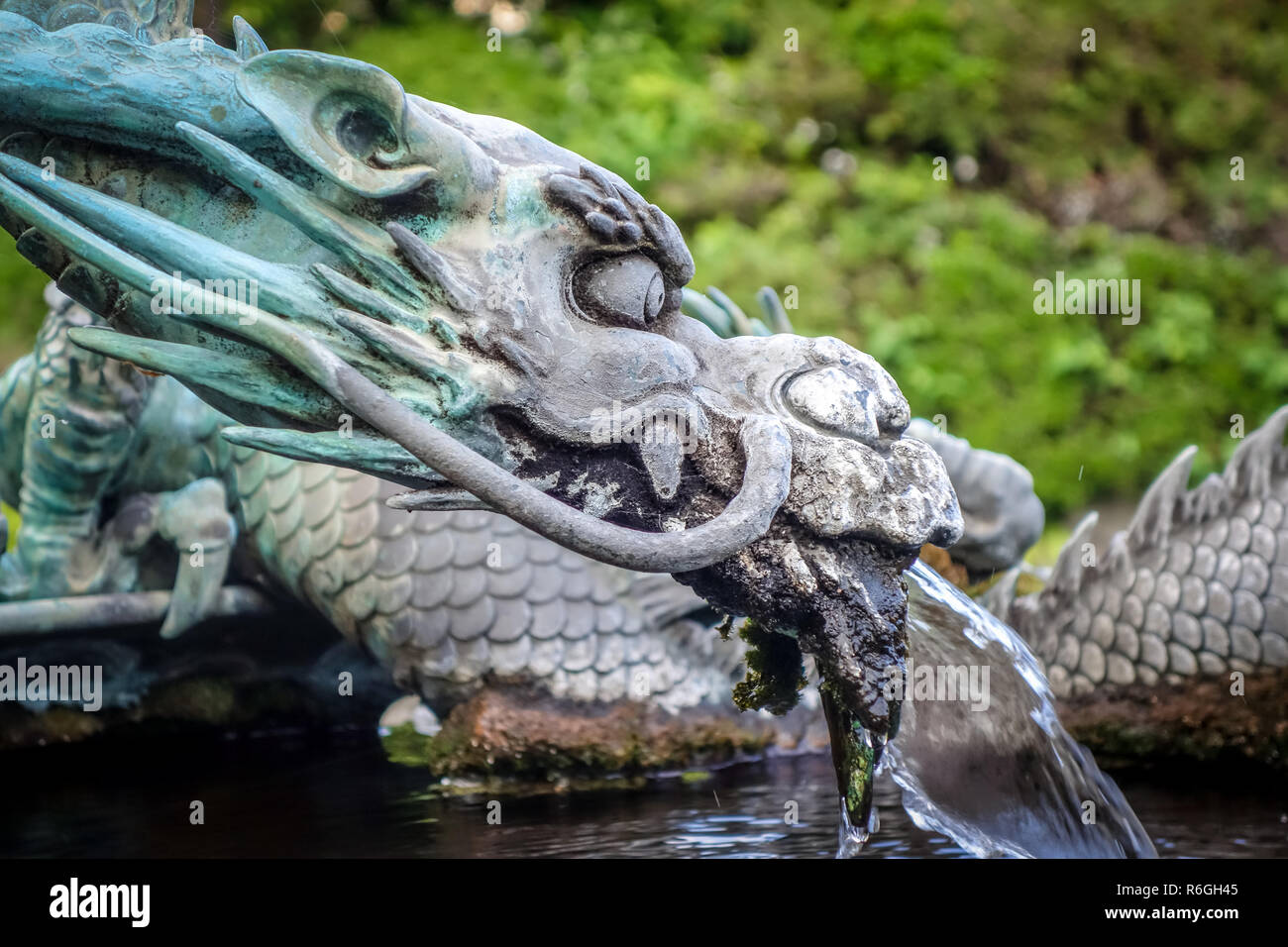 Traditional japanese dragon fountain, Nikko, Japan Stock Photo