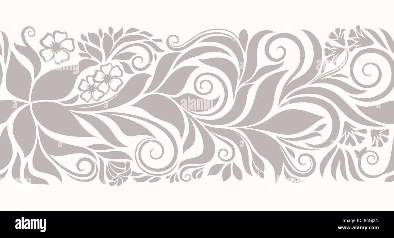 Floral seamless border. Decorative swirls and flowers pattern. Design for  frames, tape, ribbon Stock Vector Image & Art - Alamy