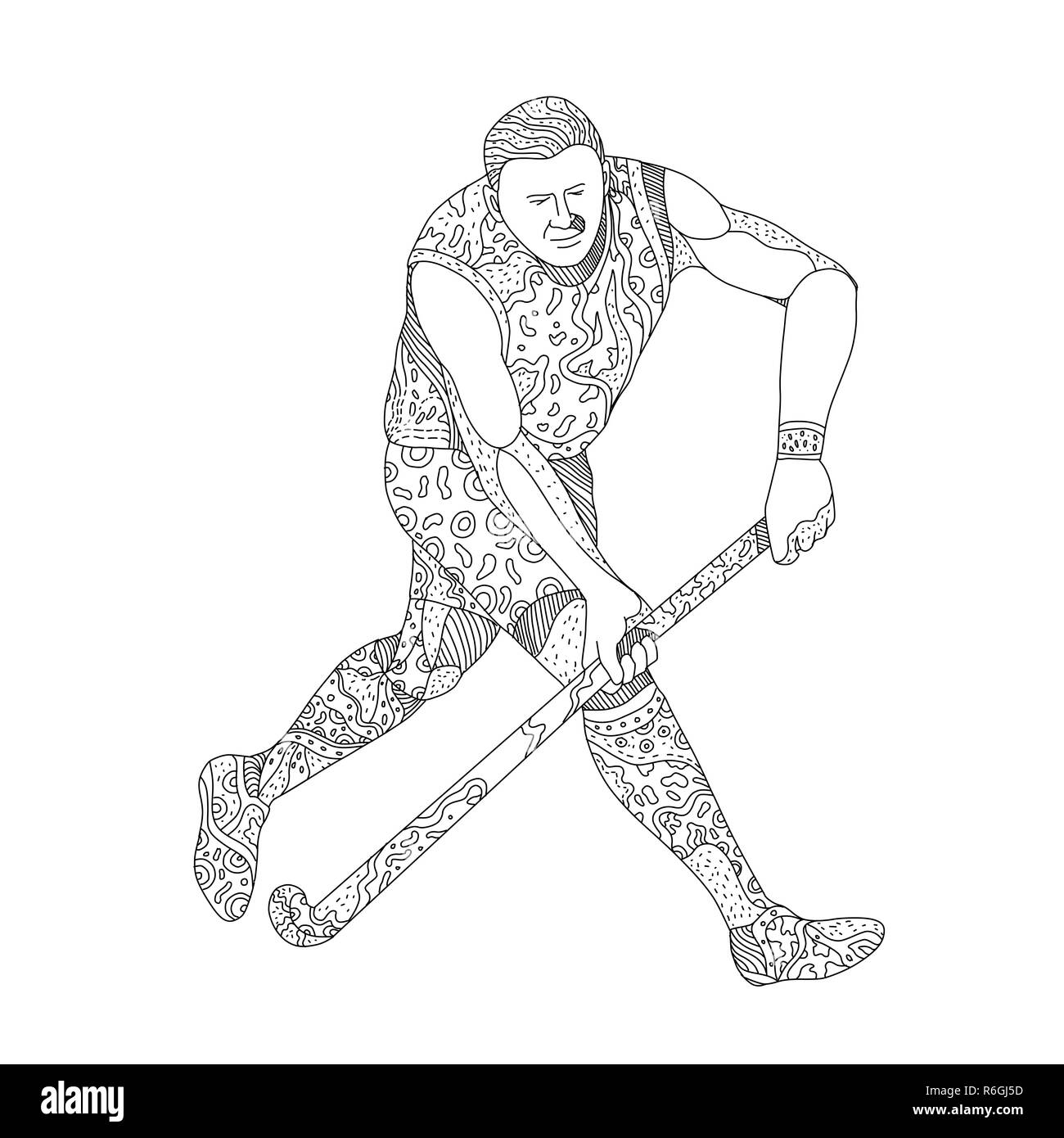 Field Hockey Player Doodle Stock Photo Alamy