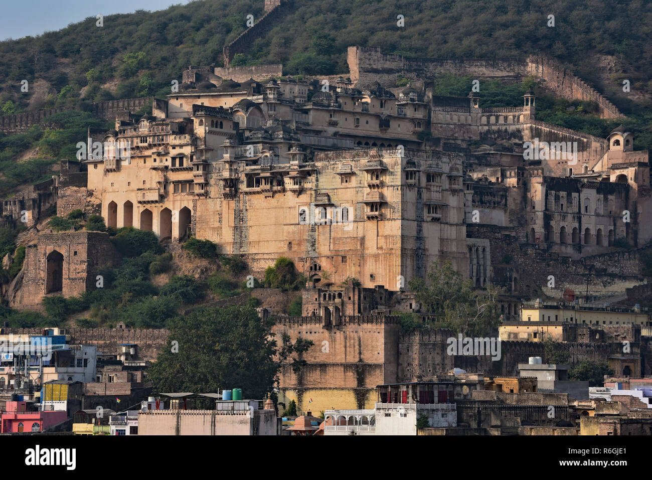 Garh Palace, the jewel of Rajasthan, a fine example of Rajput architecture, housing some superb frescoes, Bundi, Western India, Asia. Stock Photo